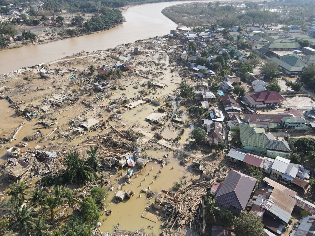 The current state of Kuala Simpang as of December 7, 2025, in the aftermath of the flash flood.